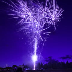 Blue colorful fireworks