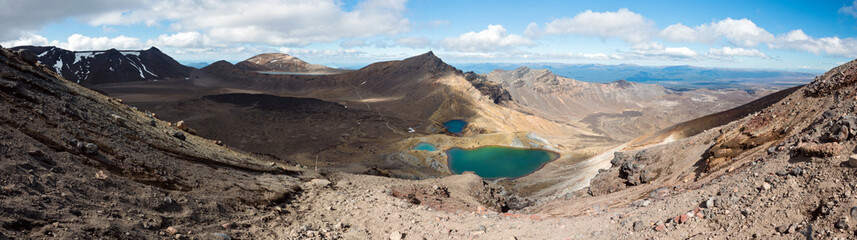 Panoramic view of landscape from the top of Tongariro Alpine Crossing track, New Zealand © ventura
