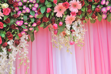 Pink and white backdrop flowers arrangement