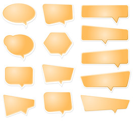 Set of orange speech bubble 