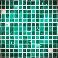 Wall or floor mosaic tiles in green and blue tone.