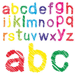 Vector conceptual sketch colorful child font collection