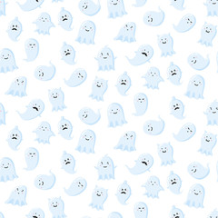 Obraz premium Seamless pattern with different cute ghosts. Vector illustration