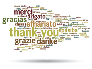 Vector conceptual thank you word cloud