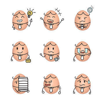 Egg emoticon - business man action cartoon cute to draw the line