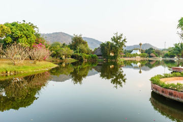 Obraz premium pond among hill