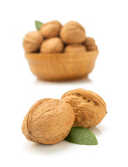 walnuts in bowl on white