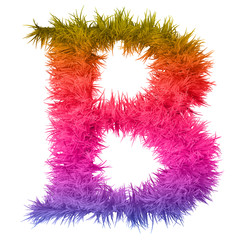 Conceptual 3D abstract colorful hair or fur isolated