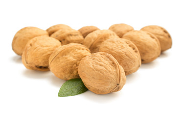 walnuts on white background