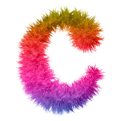Conceptual 3D abstract colorful hair or fur isolated