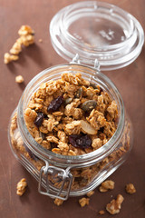 homemade healthy granola in glass jar