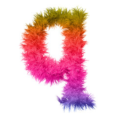 Conceptual 3D abstract colorful hair or fur isolated
