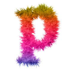 Conceptual 3D abstract colorful hair or fur isolated