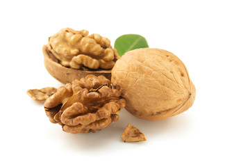 walnuts on white background