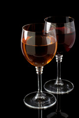 wine glass on black