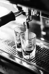 italian espresso expresso coffee making preparation with machine