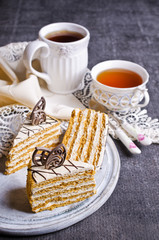 Slices of homemade cake