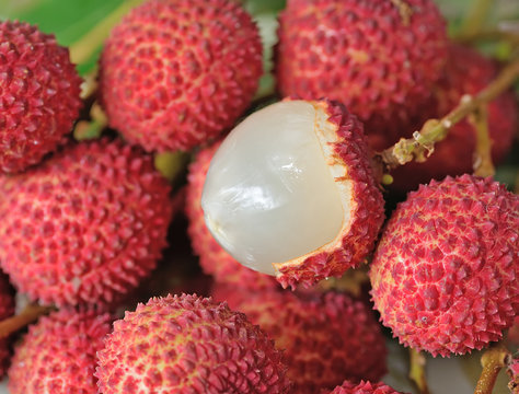 Close-up of lychee fruits