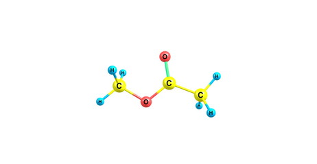 Methyl acetate molecular structure isolated on white