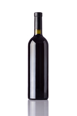 Bottle Red Wine on White Background
