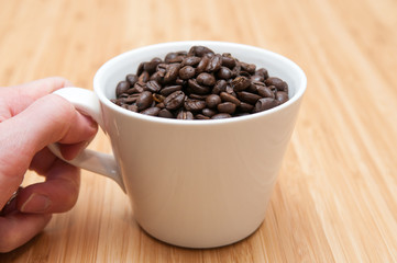 coffee beans in a mug