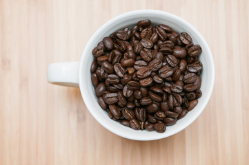 coffee beans in a mug