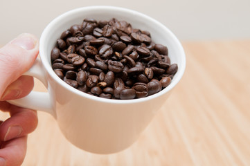 coffee beans in a mug