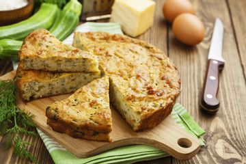 Zucchini pie with cheese and herbs
