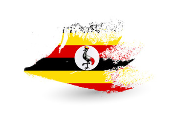 Brush painted flag of Uganda