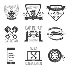 car repair icon vector set
car service