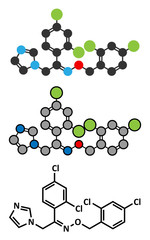 Oxiconazole antifungal drug molecule.