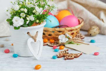 Easter eggs and flowers