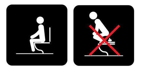Toilet rules stickers set