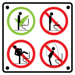 Toilet rules stickers set