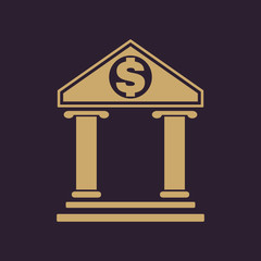 The bank icon. Banking and finance symbol. Flat