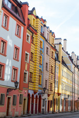 Sun reflection on the old houses in Wroclaw, Poland