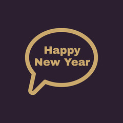 The speech bubble with the word happy new year icon. Celebration and  holiday, christmas symbol. Flat