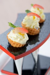 Fresh fruits in waffle cone