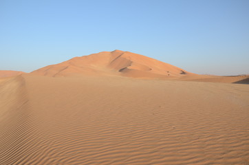 Fototapeta na wymiar Sand ripples and sand dune hill Oman desert