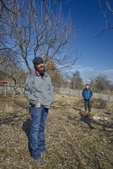 Naklejka premium Young farmers