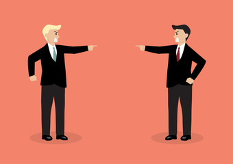 Two angry businessman are shouting on each other