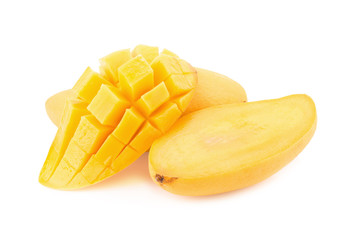 Yellow mango isolated on white background