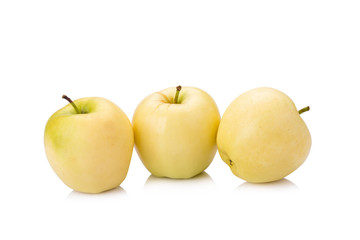 ripe yellow apple isolated on white