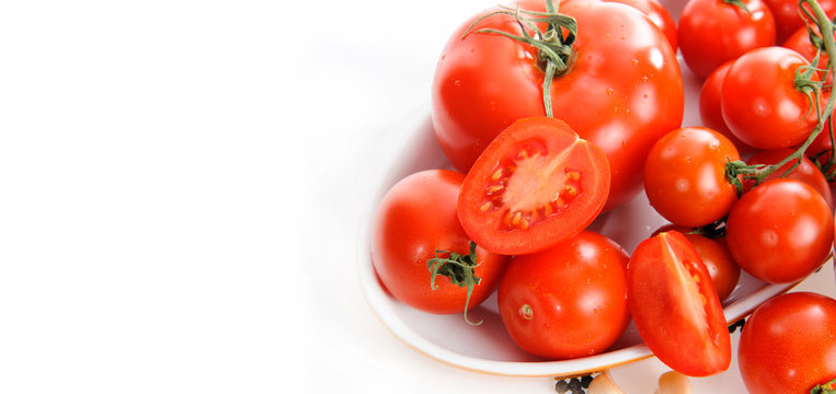 Tomatoes. Cherry tomatoes. Cocktail tomatoes isolated on white background
