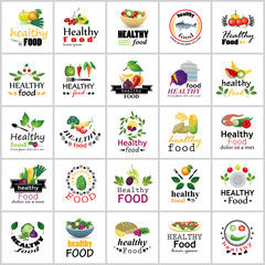Healthy Food Icons Set - Isolated On White Background:Vector Illustration,Graphic Design.For Web,Websites,Print, App,Presentation Templates,Mobile Applications And Promotional Materials.Shopping Tag