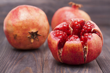 pomegranate on wooden background
