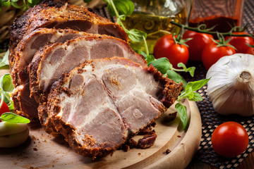 Roasted pork neck with spices