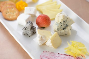 Cheese board with big group of cheese
