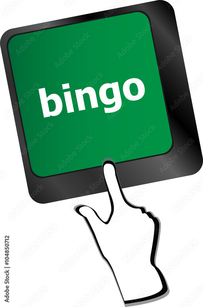 Poster bingo button on computer keyboard keys