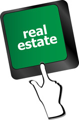 Real Estate concept. hot key on computer keyboard with Real Estate words